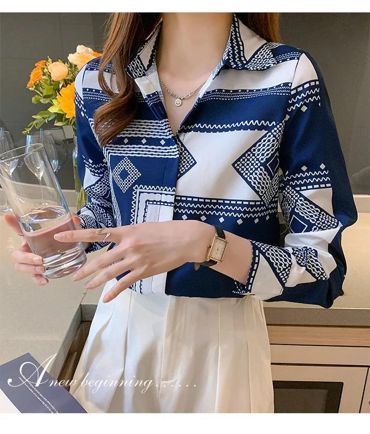 Fashion printing ladies shirts Women's Blouses Spring Autumn Long Sleeve Shirts Tops Blusas Mujer - NTKSTORE