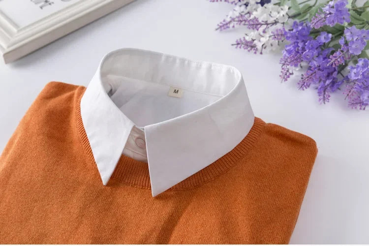 Black White Fake Collar for Women Shirt Sweater Detachable Collar False Collar Lapel Blouse Tops Faux Col Neckwear Nep Kraagje - NTKSTORE