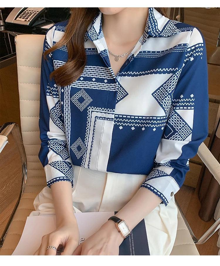 Fashion printing ladies shirts Women's Blouses Spring Autumn Long Sleeve Shirts Tops Blusas Mujer - NTKSTORE