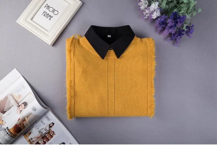 Black White Fake Collar for Women Shirt Sweater Detachable Collar False Collar Lapel Blouse Tops Faux Col Neckwear Nep Kraagje - NTKSTORE
