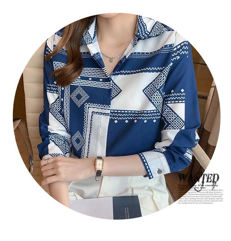 Fashion printing ladies shirts Women's Blouses Spring Autumn Long Sleeve Shirts Tops Blusas Mujer - NTKSTORE