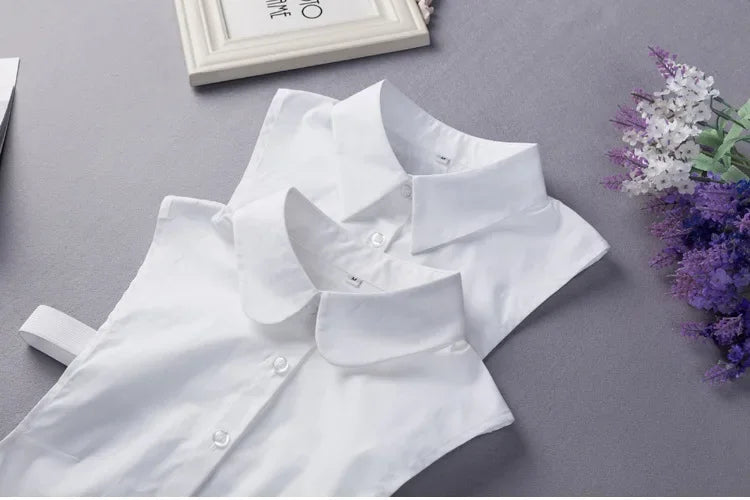 Black White Fake Collar for Women Shirt Sweater Detachable Collar False Collar Lapel Blouse Tops Faux Col Neckwear Nep Kraagje - NTKSTORE