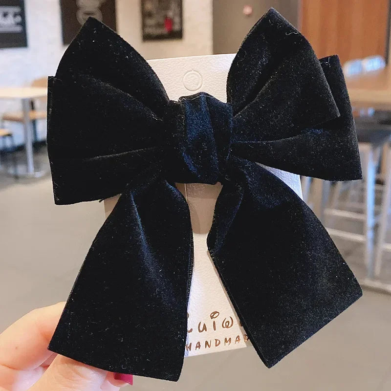 Haimeikang Bow Hair Clip Black Velvet Hair Bows Hairpins Women Elegant Barrette Girls Bowknot Hair Accessories - NTKSTORE