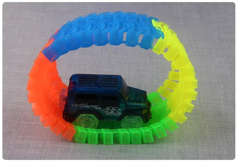 Glow Racing Track Set 5 Led Light Track Car Flexible Glowing Tracks Toy 162/165/220/240 Race Track Flexible Railway LED Car - NTKSTORE