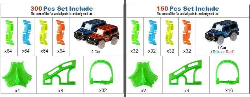 Glow Racing Track Set 5 Led Light Track Car Flexible Glowing Tracks Toy 162/165/220/240 Race Track Flexible Railway LED Car - NTKSTORE