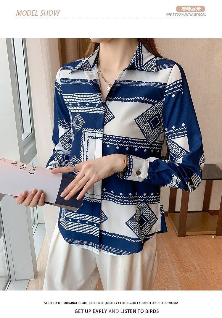 Fashion printing ladies shirts Women's Blouses Spring Autumn Long Sleeve Shirts Tops Blusas Mujer - NTKSTORE