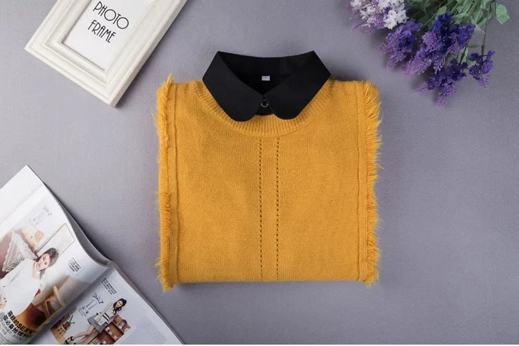 Black White Fake Collar for Women Shirt Sweater Detachable Collar False Collar Lapel Blouse Tops Faux Col Neckwear Nep Kraagje - NTKSTORE