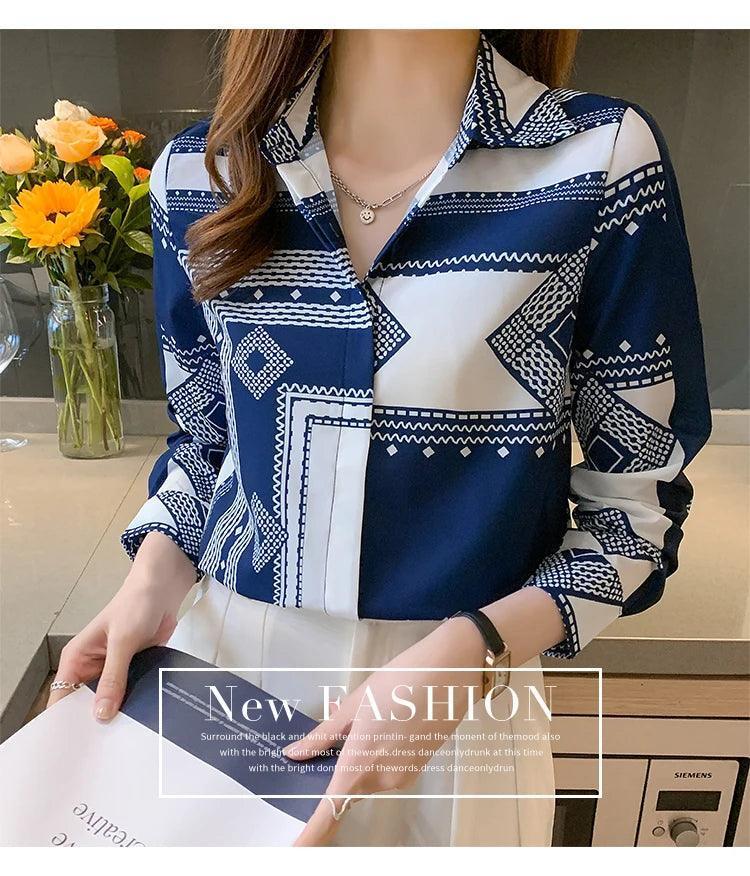 Fashion printing ladies shirts Women's Blouses Spring Autumn Long Sleeve Shirts Tops Blusas Mujer - NTKSTORE