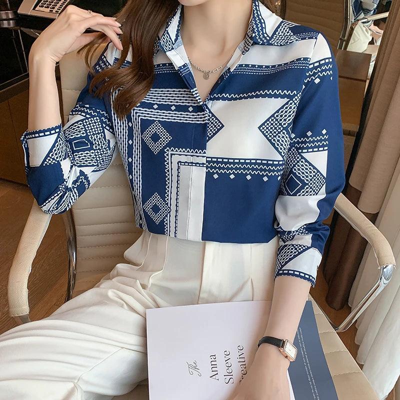 Fashion printing ladies shirts Women's Blouses Spring Autumn Long Sleeve Shirts Tops Blusas Mujer - NTKSTORE