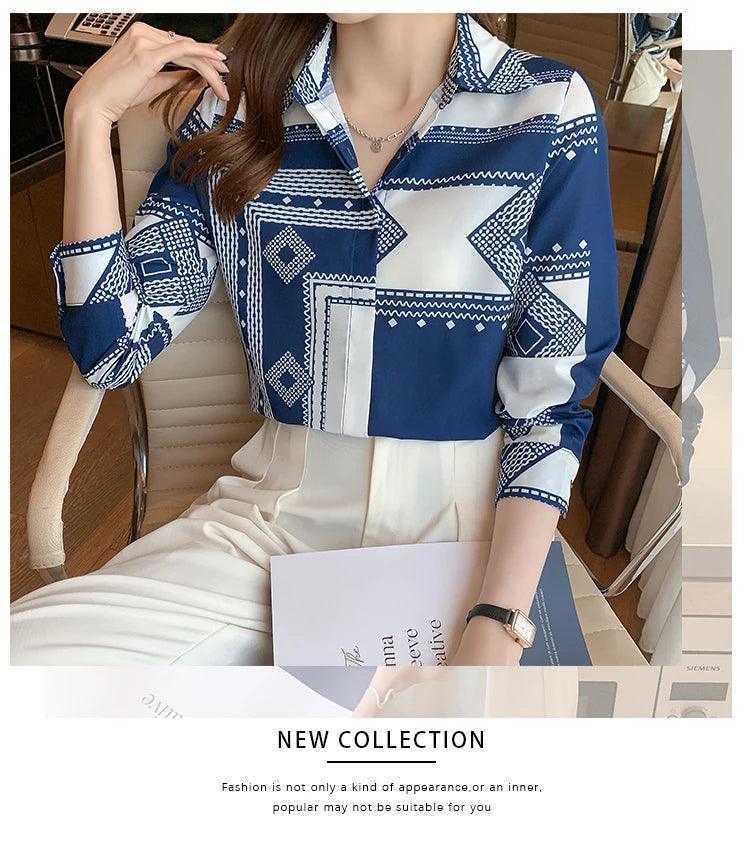 Fashion printing ladies shirts Women's Blouses Spring Autumn Long Sleeve Shirts Tops Blusas Mujer - NTKSTORE