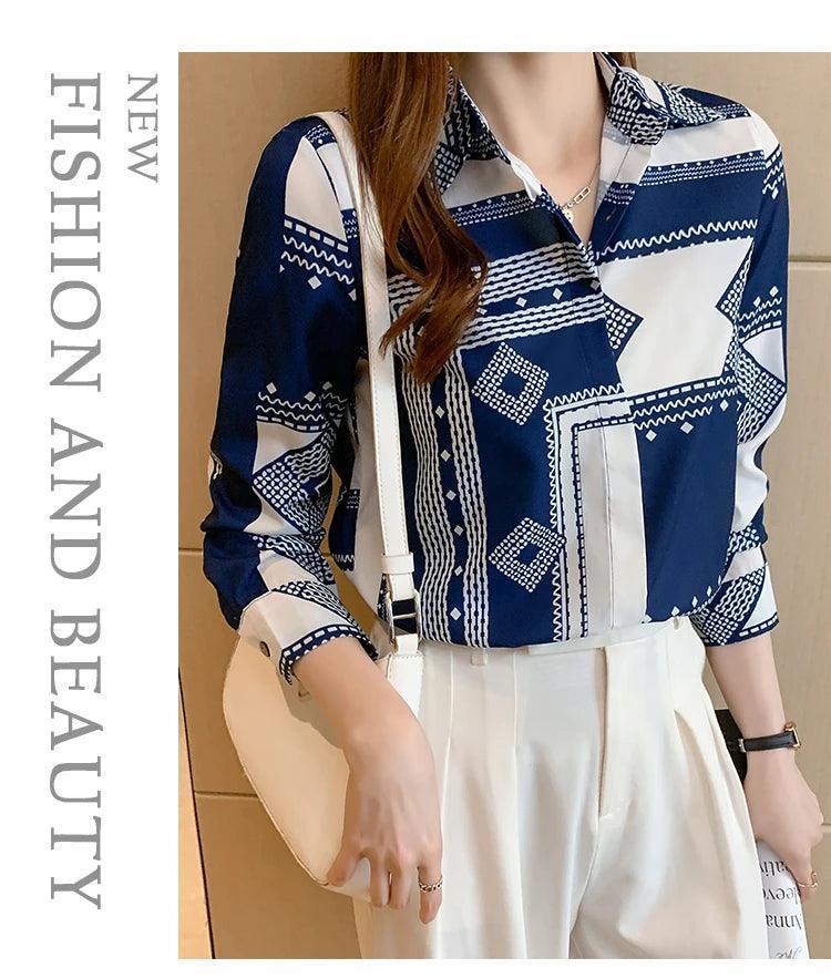 Fashion printing ladies shirts Women's Blouses Spring Autumn Long Sleeve Shirts Tops Blusas Mujer - NTKSTORE