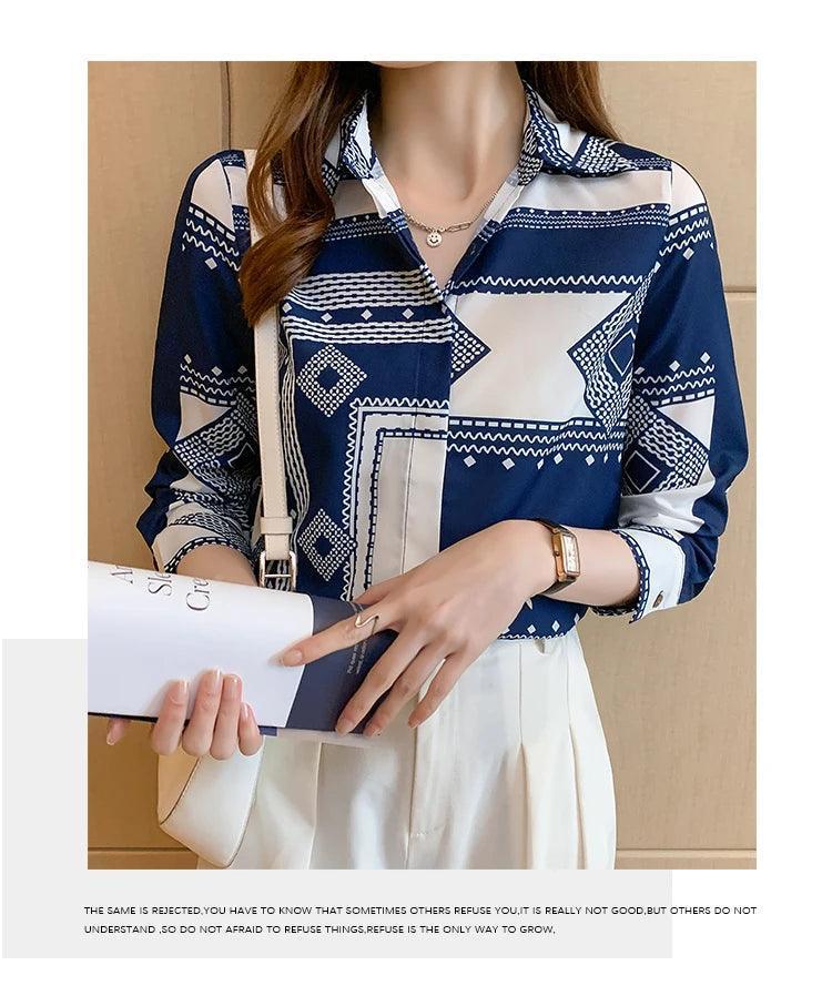 Fashion printing ladies shirts Women's Blouses Spring Autumn Long Sleeve Shirts Tops Blusas Mujer - NTKSTORE