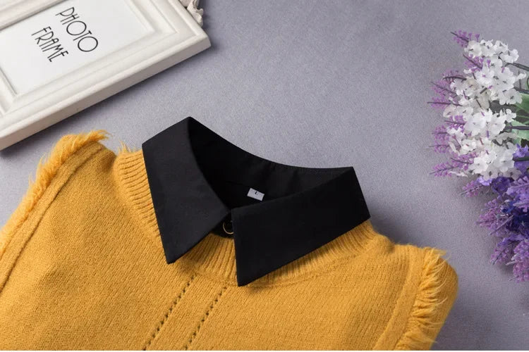 Black White Fake Collar for Women Shirt Sweater Detachable Collar False Collar Lapel Blouse Tops Faux Col Neckwear Nep Kraagje - NTKSTORE