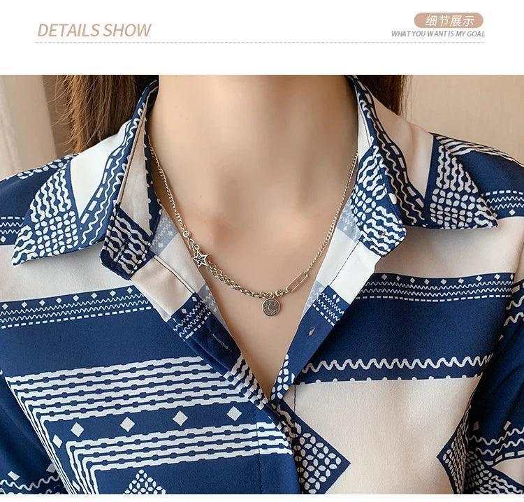 Fashion printing ladies shirts Women's Blouses Spring Autumn Long Sleeve Shirts Tops Blusas Mujer - NTKSTORE