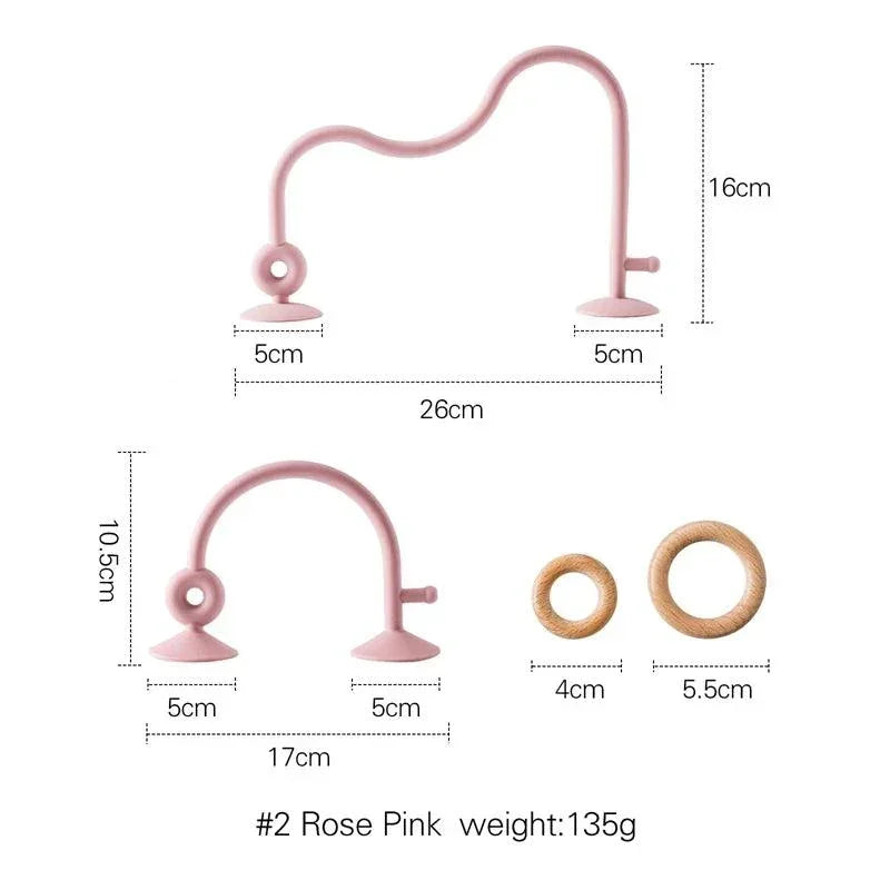 Baby Wood Ring Soft Silicone Teether Toys Kids Bitable BPA Free Teether Desktop Adsorbable Surround Montessori Puzzle Toys Gifts - NTKSTORE