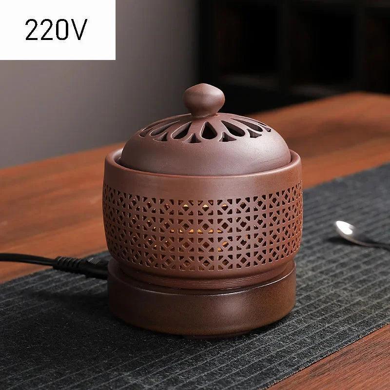 Y Enamel Electronic Incense Burner 110V/220V Timed Temperature Regulation Essential Oil Lamp Heating Electric Fumigating Furnace - NTKSTORE