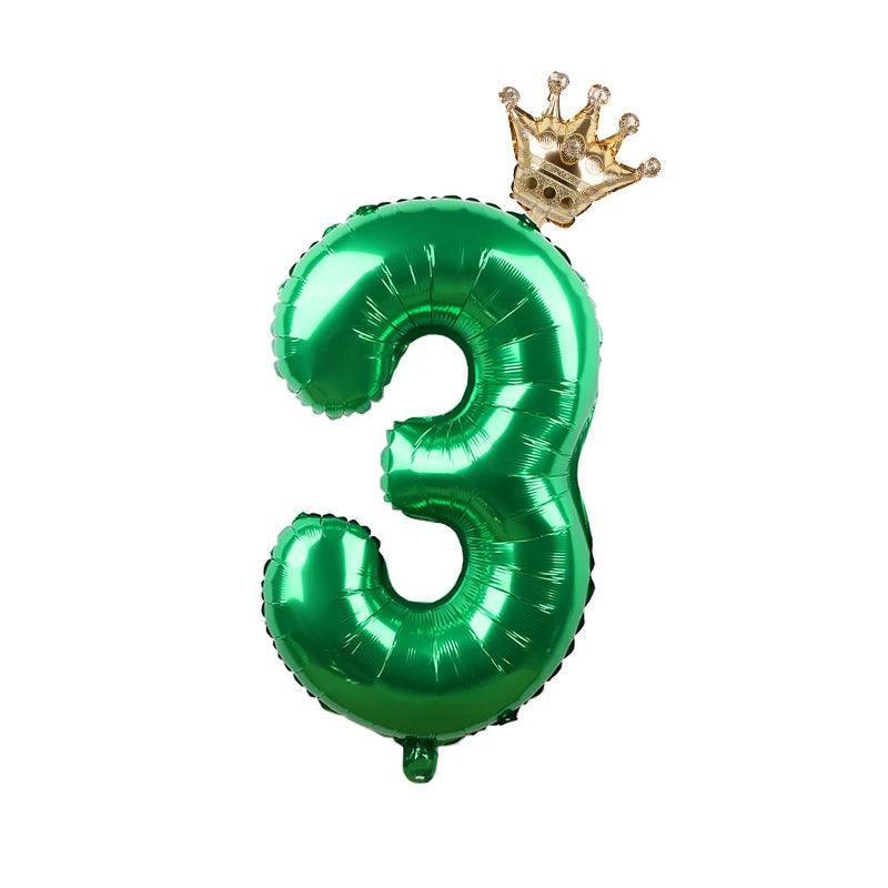 2pcs 32inch Rainbow Number Foil Balloons with Crown for Kids Boy Girl 1st Birthday Party Decorations Rose Gold Figures Globos - NTKSTORE