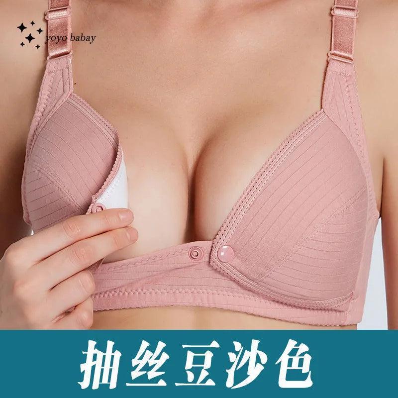 Soft Wire Free Nursing Bra 100% Cotton Breastfeeding Maternity Suckling Button Brassiere for Pregnant Women Underwear Clothing - NTKSTORE