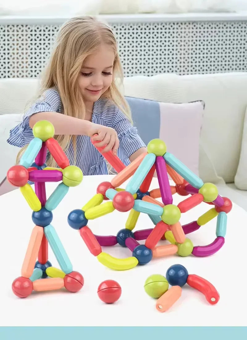 Big Size Magnetic Toy Building Blocks for Kids DIY Magnetic Rod Toys Designer Construction Toy Set Montessori Educational Toys