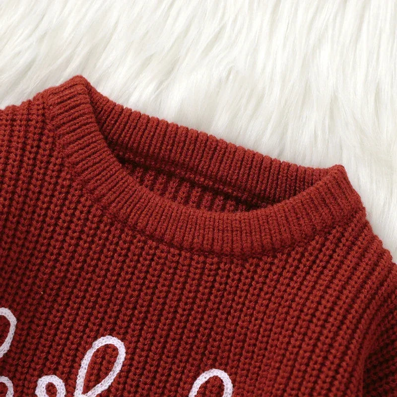 0-36months Baby Girls Sweater Long Sleeve Crew Neck Letters Winter Warm Knit Pullover Sweater For Infant For Girls
