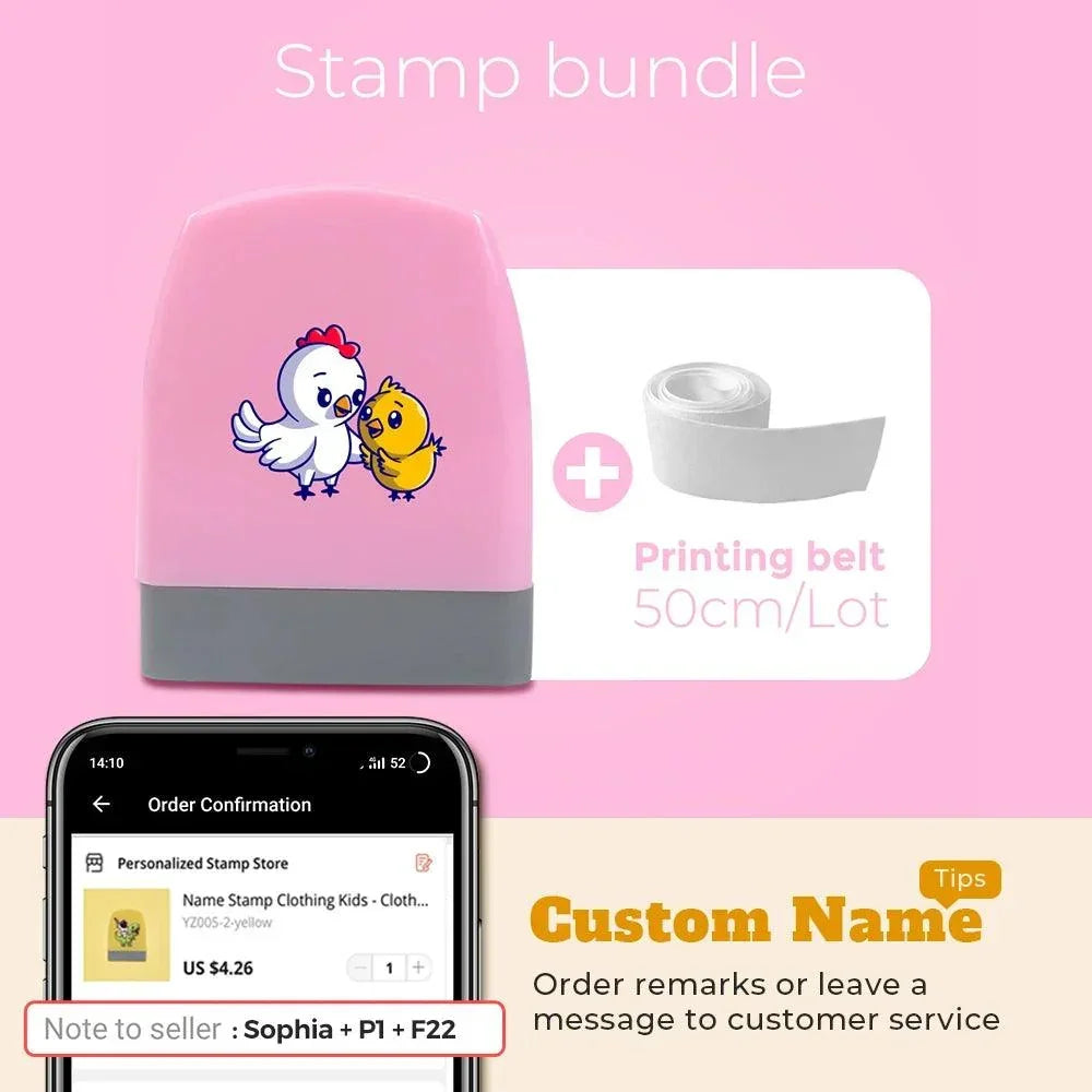 Children's Name Seal Custom Student's Name Stamp Kindergarten Clothes Waterproof Name Sticker Kawaii Montessori Stamp Gift - NTKSTORE