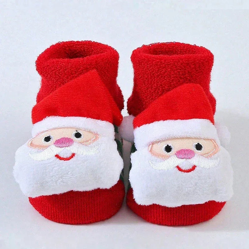 Kids Christmas Socks For 0-12Months Children's Short Socks Girls Boys Winter Warm Cotton Toddler New Year Gift Santa Claus Socks - NTKSTORE