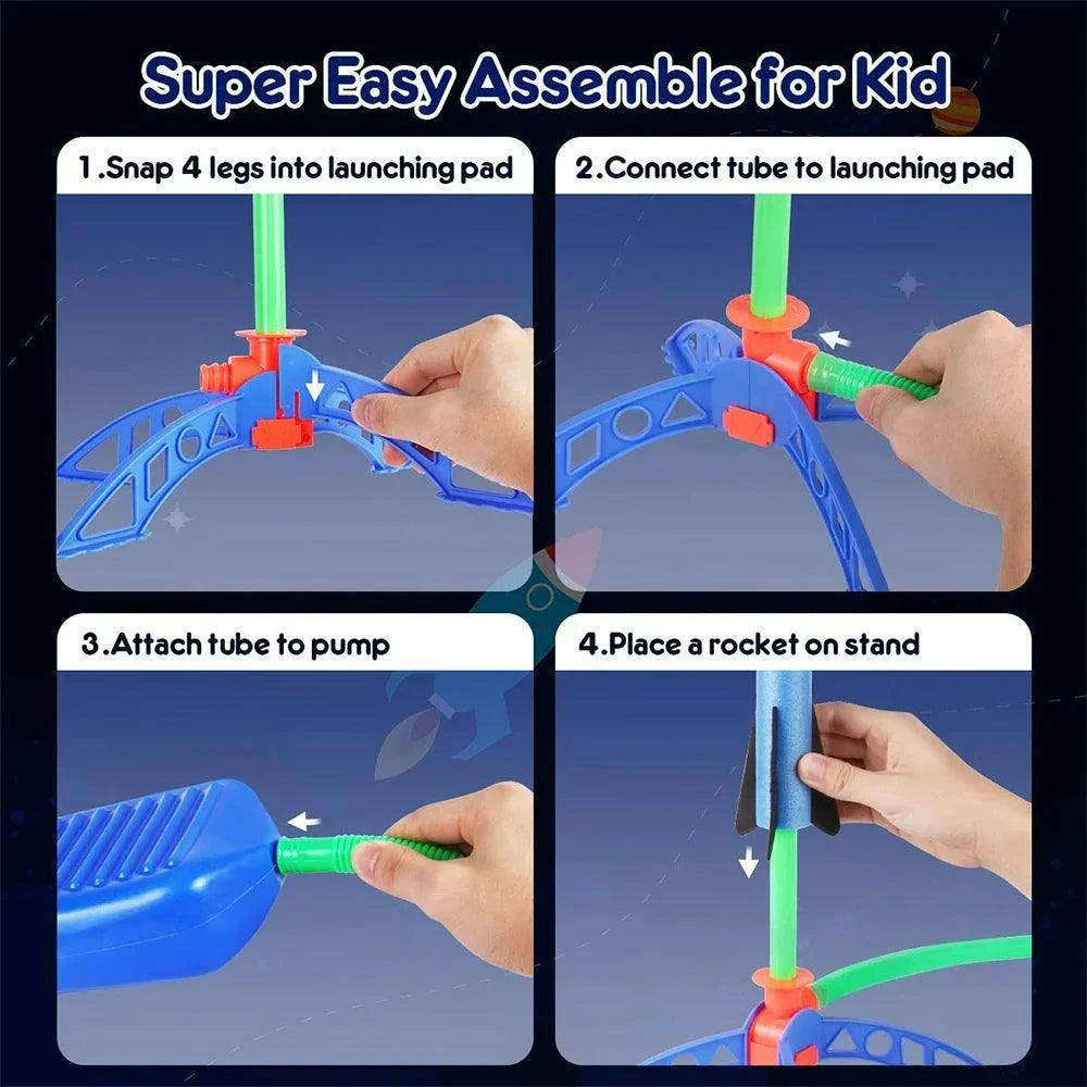 Kid Air Rocket Foot Pump Launcher Outdoor Air Pressed Stomp Soaring Rocket Toys Child Play Set Jump Sport Games Toy For Children - NTKSTORE