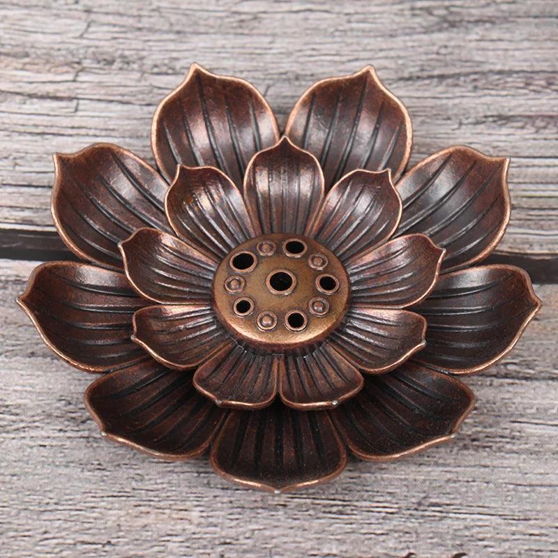 New 1PC Alloy Incense Burner Stick Holder Plate Buddhism Lotus Censer Bronze Nasturtium Incense Burner - NTKSTORE