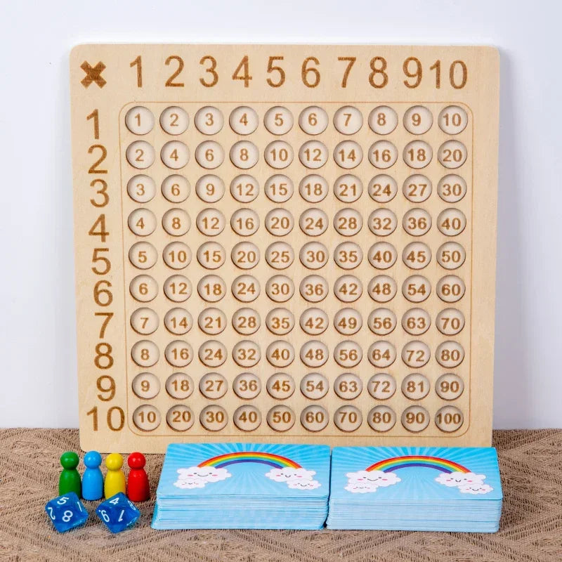 99 Multiplication Board Game Wooden Montessori Learning Educational Toys With Flash Cards Counting Teaching Aids