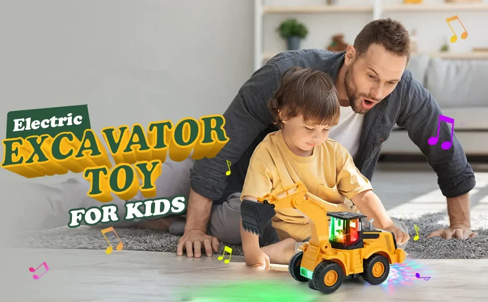 Excavator Truck Kids Toys: Construction 2+ Toddler Toys Digger Truck with Electric Universal Wheel Children Car Toys with Light