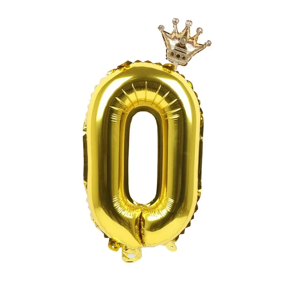 2pcs 32inch Rainbow Number Foil Balloons with Crown for Kids Boy Girl 1st Birthday Party Decorations Rose Gold Figures Globos - NTKSTORE