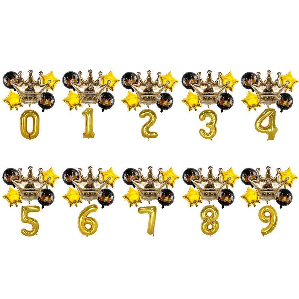 2pcs 32inch Rainbow Number Foil Balloons with Crown for Kids Boy Girl 1st Birthday Party Decorations Rose Gold Figures Globos - NTKSTORE