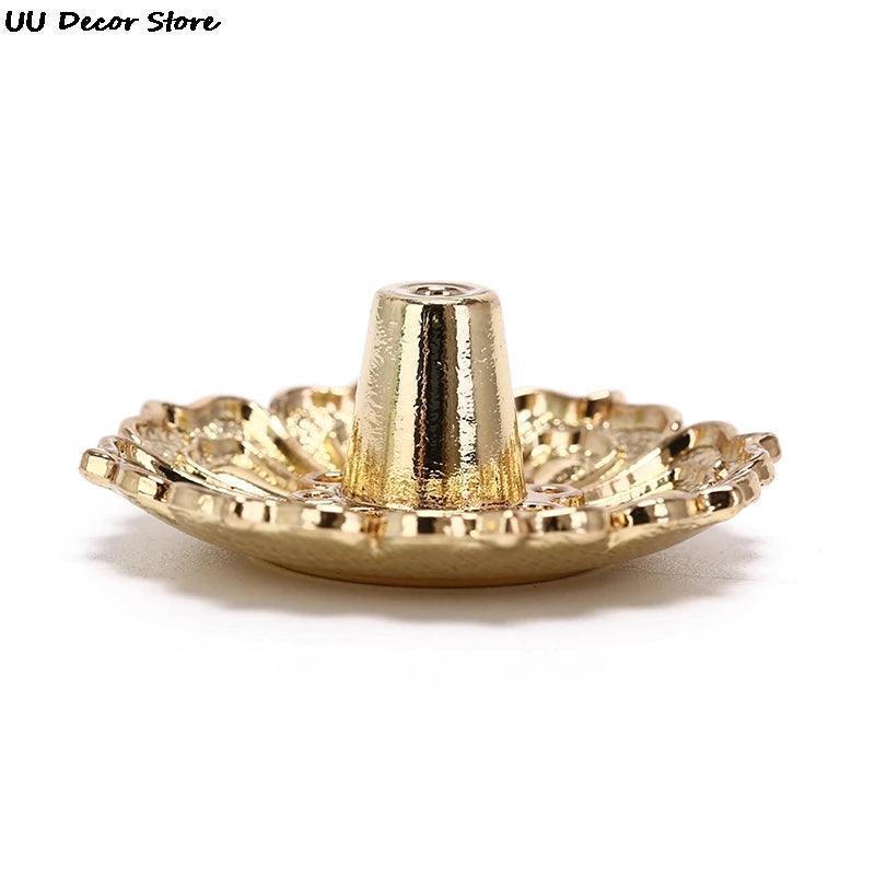 New 1PC Alloy Incense Burner Stick Holder Plate Buddhism Lotus Censer Bronze Nasturtium Incense Burner - NTKSTORE