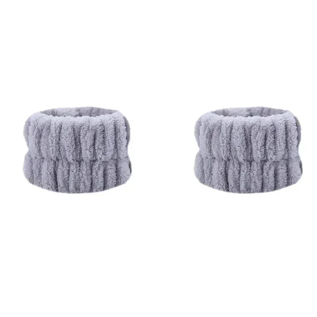 2Pcs Wristband for Yoga Washing Face Soft Flannel Wrist Strap Reusable Makeup Towel Wrist Velvet Towel Girls Elastic Face Wash - NTKSTORE
