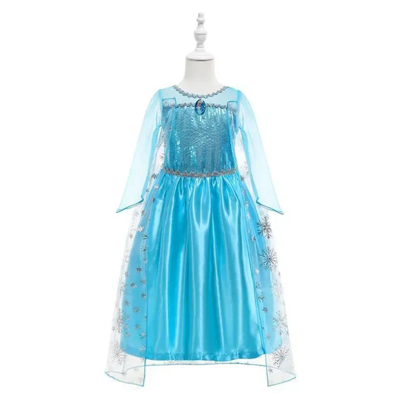 Elsa Dress for Girls Birthday Role Snow Queen Elsa Princess Dresses Kids Halloween Carnival Easter Party Dress Up Girls Costume - NTKSTORE