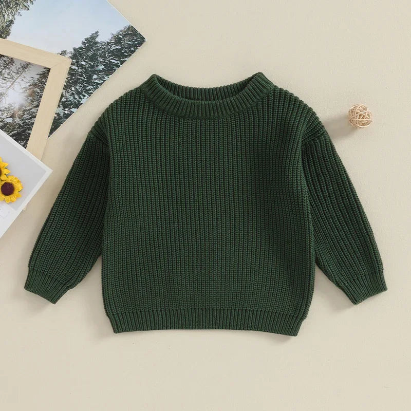 Baby Boys Girls Warm Sweaters Knitted Loose O-neck Pullover Knitwear Sweaters Tops 0-5Y - NTKSTORE