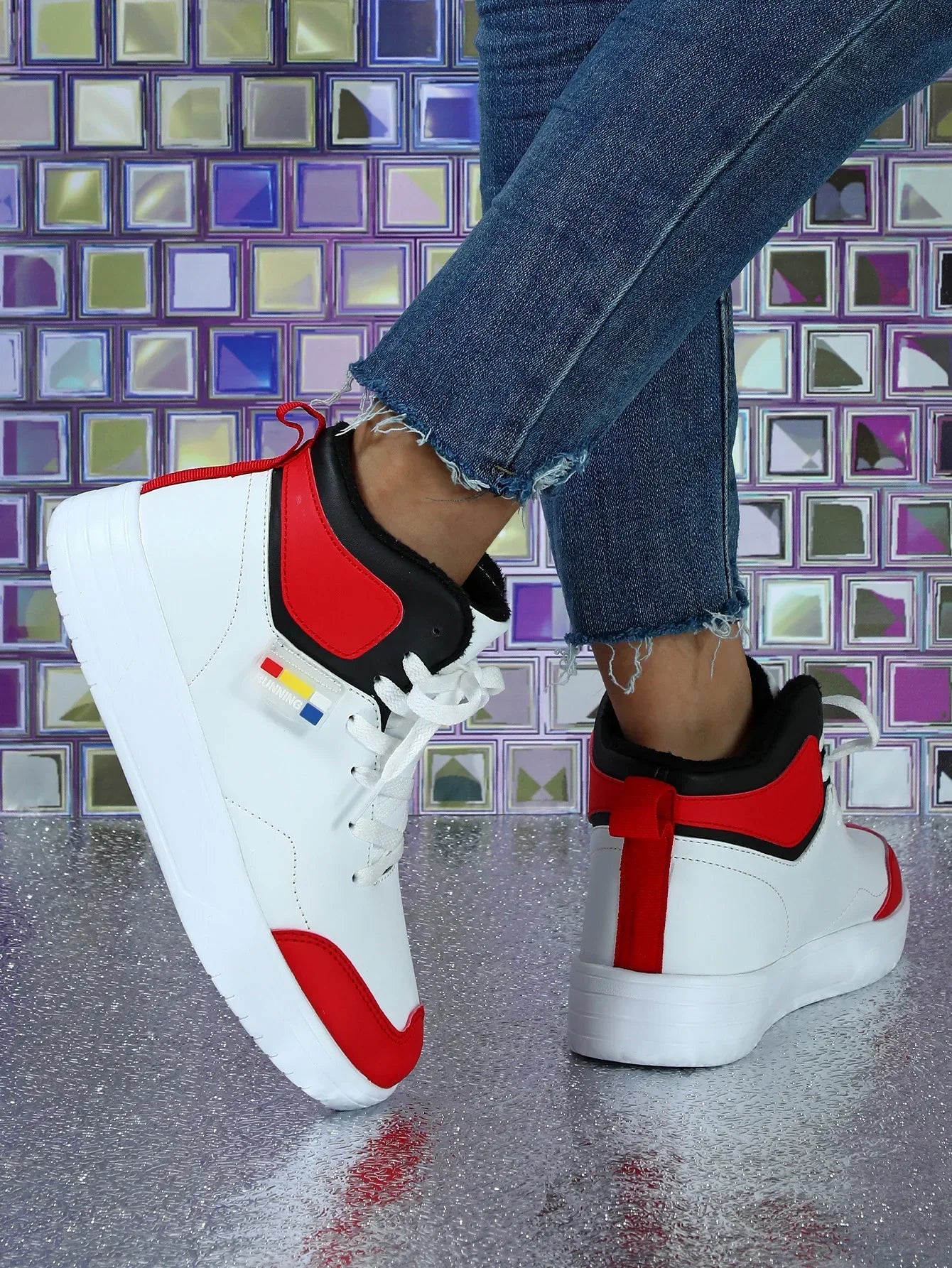 Couples Trend Color Matching Warm Winter Short Fluffy Casual High Top Sports Shoes Fashion Outdoor Shoes