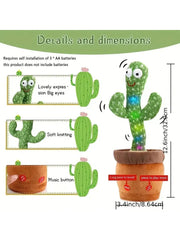1pc-Dancing Talking Cactus Toys For Baby Boys And Girls, Singing Mimicking Recording Repeating What You Say Sunny Cactus Up Plus - NTKSTORE