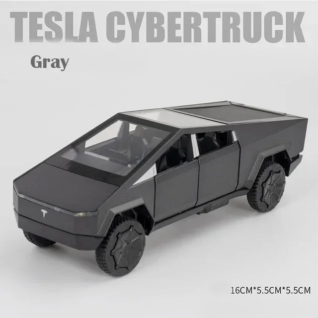 1:32 Tesla Cybertruck Pickup Alloy Car Model Diecast Toy Vehicle Sound And Light Simitation For Children Christmas Gift Boy Toys