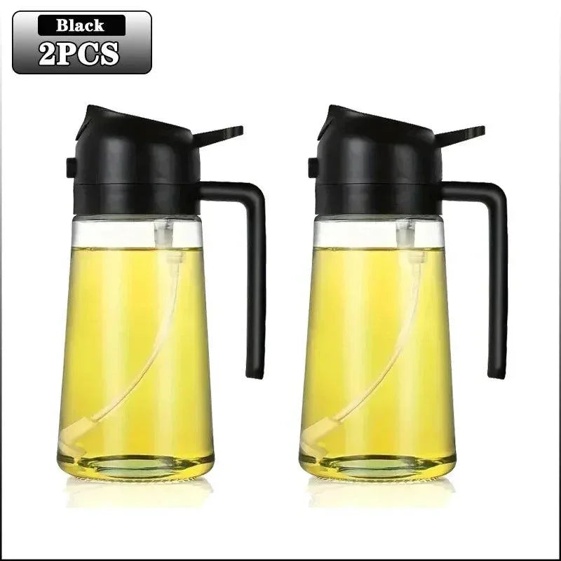 2in1 500ml Glass Spray Oil Sprayer Bottle Spray Oil Dispenser Oil Jar Cruet BBQ Kitchen Baking Roasting Picnic Kitchen Tool - NTKSTORE
