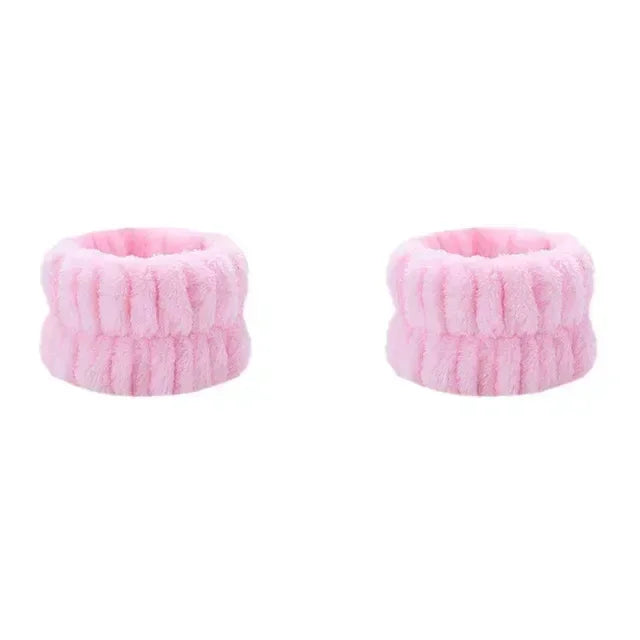 2Pcs Wristband for Yoga Washing Face Soft Flannel Wrist Strap Reusable Makeup Towel Wrist Velvet Towel Girls Elastic Face Wash - NTKSTORE