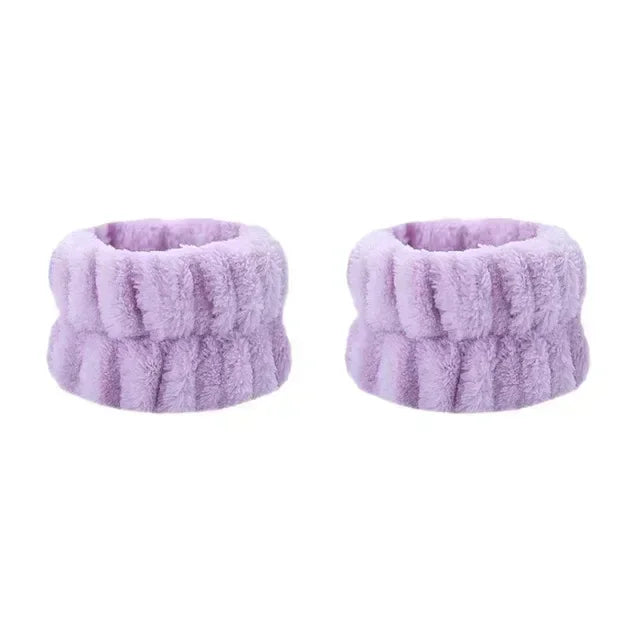 2Pcs Wristband for Yoga Washing Face Soft Flannel Wrist Strap Reusable Makeup Towel Wrist Velvet Towel Girls Elastic Face Wash - NTKSTORE