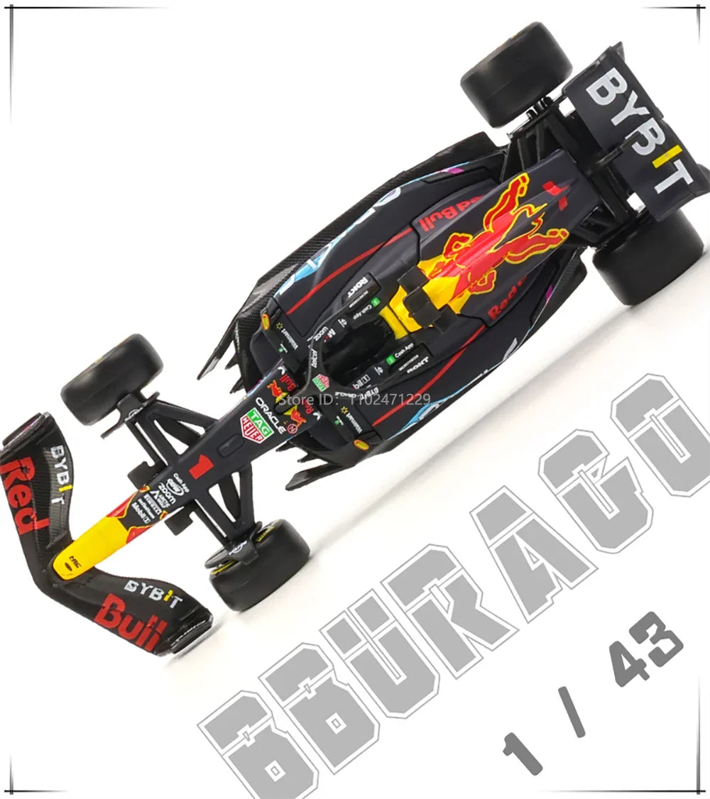 Bburago 1:43 F1 Red Bull Racing TAG RB19 2023 Las Vegas Livery #1 Verstappen #11 Perez Alloy Car Die Cast Model Toy Collectible