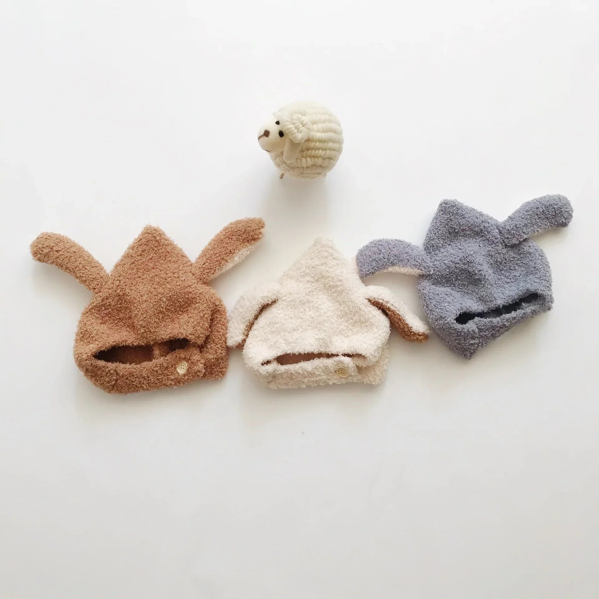 Cute Baby Winter Hat Fleece Warm Bonnets Rabbit Ear Hats for Kids Infant Babies Accessories Newborn Photography Props Boys Girls - NTKSTORE