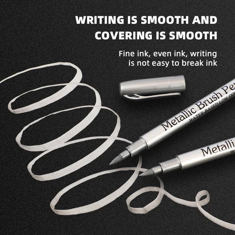 Gold Silver Metallic Marker Pen Waterproof Permanent Paint Marker Pen for Rock, Mug, Ceramic, Glass DIY Painting Supplies - NTKSTORE