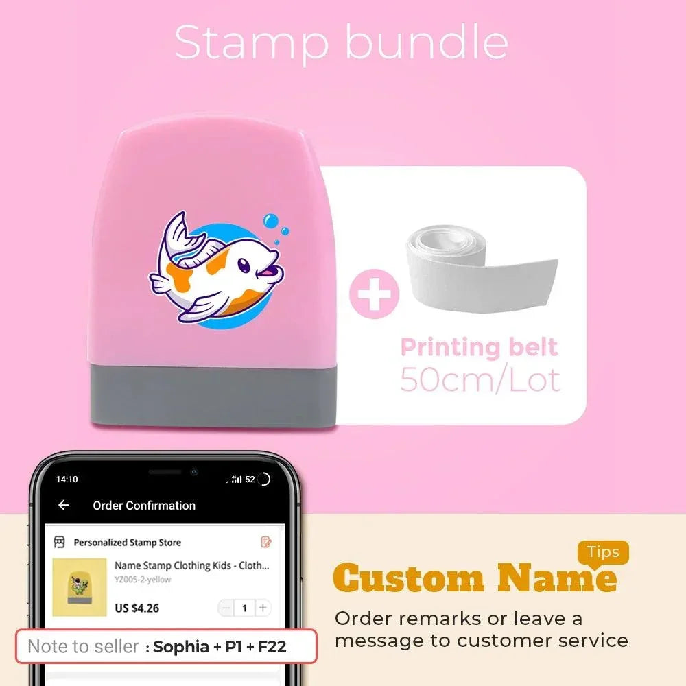 Children's Name Seal Custom Student's Name Stamp Kindergarten Clothes Waterproof Name Sticker Kawaii Montessori Stamp Gift - NTKSTORE