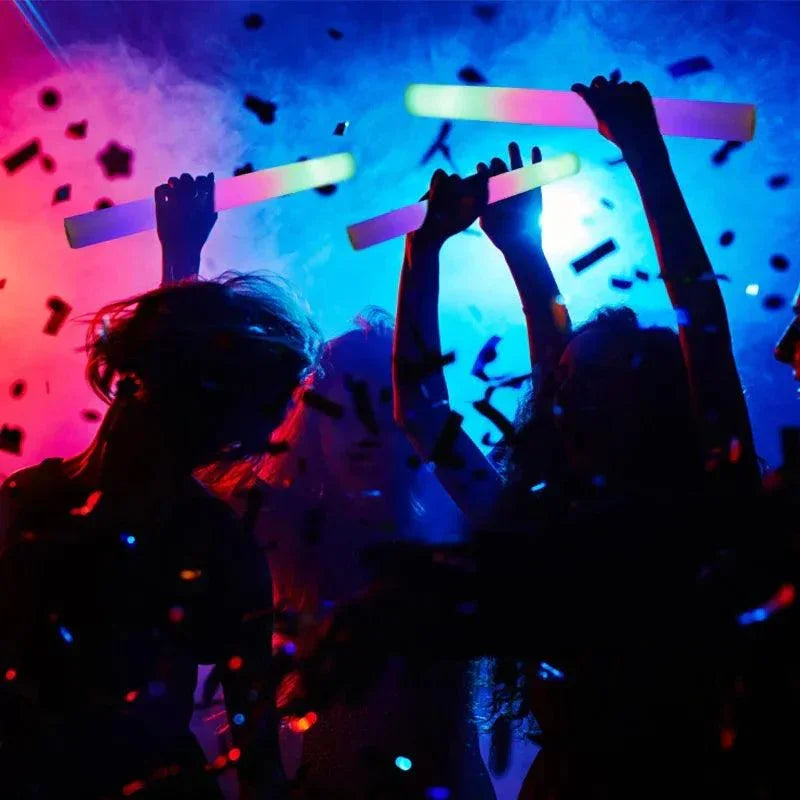 15/30Pcs LED Glow Sticks Bulk Colorful RGB Glow Foam Stick Cheer Tube Dark Light for Xmas Birthday Wedding Party Supplies - NTKSTORE