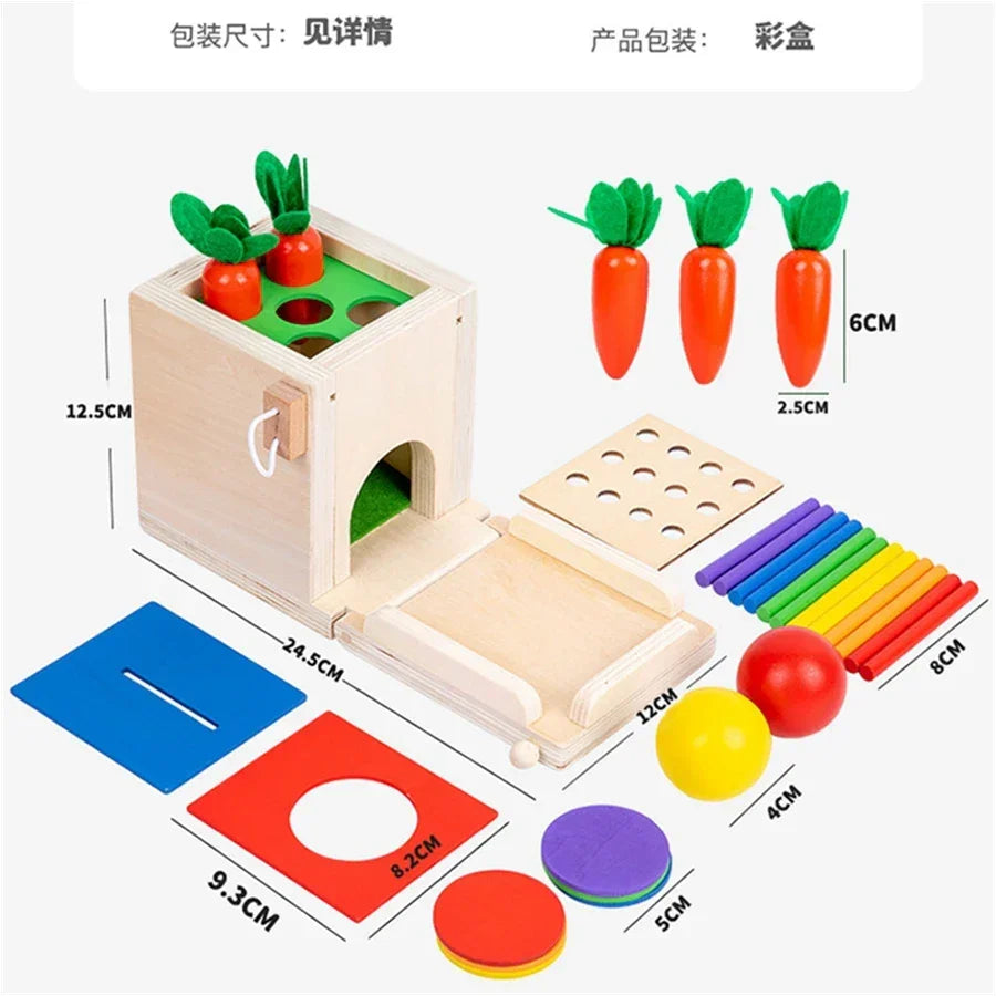 4-in-1 Coin Ball Box Multi-function Stick Pull Radish Game Montessori Color Matching Building Block Kid Puzzle Box Toy