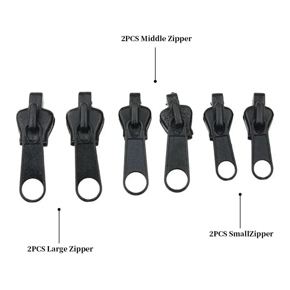 6pcs Instant Zipper Universal Instant Fix Repair Kit Replacement Zip Slider Teeth Multifunctional Clothing Replacement Zipper - NTKSTORE
