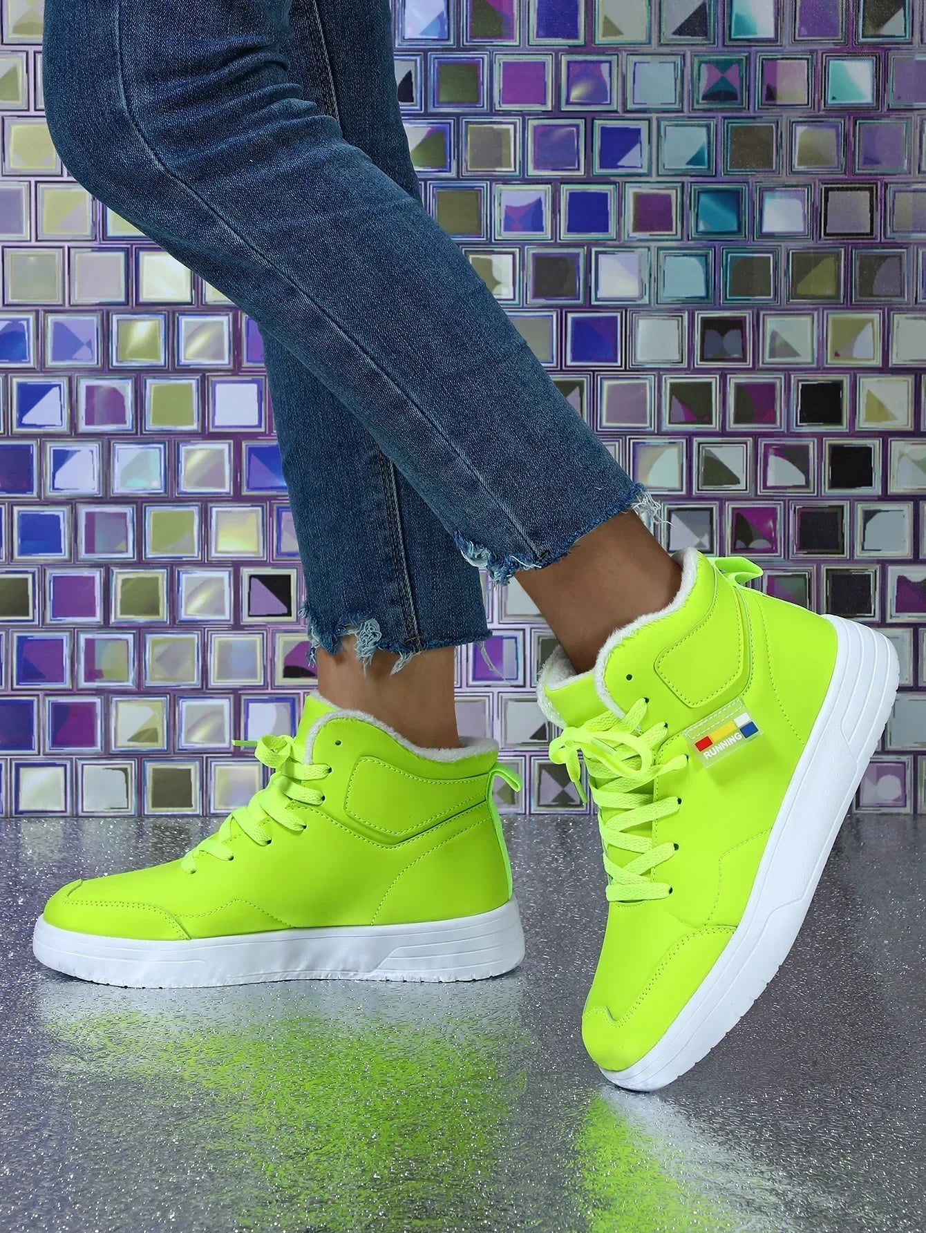 Couples Trend Color Matching Warm Winter Short Fluffy Casual High Top Sports Shoes Fashion Outdoor Shoes